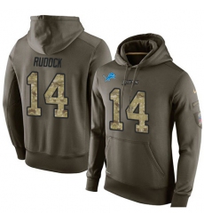 NFL Nike Detroit Lions #14 Jake Rudock Green Salute To Service Men's Pullover Hoodie