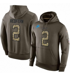 NFL Nike Detroit Lions #2 Kasey Redfern Green Salute To Service Men's Pullover Hoodie