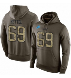 NFL Nike Detroit Lions #69 Anthony Zettel Green Salute To Service Men's Pullover Hoodie