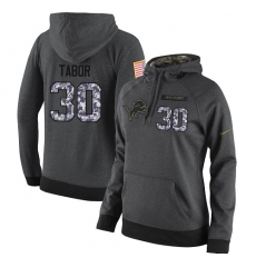 NFL Women's Nike Detroit Lions #30 Teez Tabor Stitched Black Anthracite Salute to Service Player Performance Hoodie