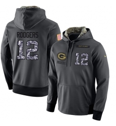 NFL Men's Nike Green Bay Packers #12 Aaron Rodgers Stitched Black Anthracite Salute to Service Player Performance Hoodie