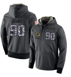 NFL Men's Nike Green Bay Packers #90 Montravius Adams Stitched Black Anthracite Salute to Service Player Performance Hoodie