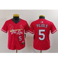 Youth St Louis Cardinals #5 Albert Pujols Red 2024 City Connect Limited Stitched Jersey