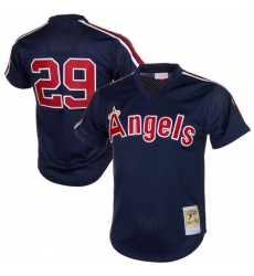 Men's Mitchell and Ness 1984 Los Angeles Angels of Anaheim #29 Rod Carew Replica Navy Blue Throwback MLB Jersey