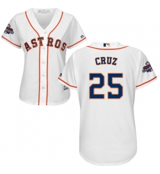 Women's Majestic Houston Astros #25 Jose Cruz Jr. Authentic White Home 2017 World Series Champions Cool Base MLB Jersey