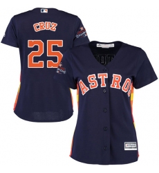 Women's Majestic Houston Astros #25 Jose Cruz Jr. Replica Navy Blue Alternate 2017 World Series Champions Cool Base MLB Jersey