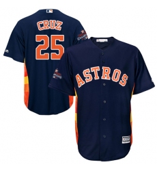 Youth Majestic Houston Astros #25 Jose Cruz Jr. Authentic Navy Blue Alternate 2017 World Series Champions Cool Base MLB Jersey