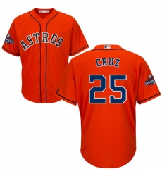 Youth Majestic Houston Astros #25 Jose Cruz Jr. Authentic Orange Alternate 2017 World Series Champions Cool Base MLB Jersey