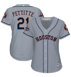 Women's Majestic Houston Astros #21 Andy Pettitte Authentic Grey Road 2017 World Series Champions Cool Base MLB Jersey