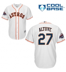 Youth Majestic Houston Astros #27 Jose Altuve Authentic White Home 2017 World Series Champions Cool Base MLB Jersey