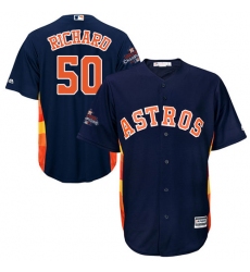 Men's Majestic Houston Astros #50 J.R. Richard Replica Navy Blue Alternate 2017 World Series Champions Cool Base MLB Jersey