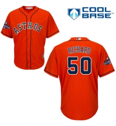 Youth Majestic Houston Astros #50 J.R. Richard Authentic Orange Alternate 2017 World Series Champions Cool Base MLB Jersey