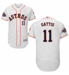 Men's Majestic Houston Astros #11 Evan Gattis Authentic White Home 2017 World Series Champions Flex Base MLB Jersey