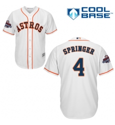 Men's Majestic Houston Astros #4 George Springer Replica White Home 2017 World Series Champions Cool Base MLB Jersey