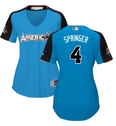 Women's Majestic Houston Astros #4 George Springer Replica Blue American League 2017 MLB All-Star MLB Jersey