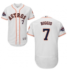 Men's Majestic Houston Astros #7 Craig Biggio Authentic White Home 2017 World Series Champions Flex Base MLB Jersey