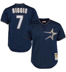 Men's Mitchell and Ness 1997 Houston Astros #7 Craig Biggio Authentic Navy Blue Throwback MLB Jersey