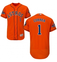 Men's Majestic Houston Astros #1 Carlos Correa Authentic Orange Alternate 2017 World Series Champions Flex Base MLB Jersey