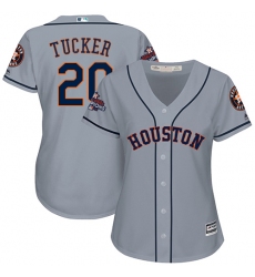 Women's Majestic Houston Astros #20 Preston Tucker Authentic Grey Road 2017 World Series Champions Cool Base MLB Jersey