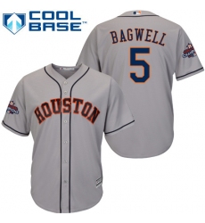 Men's Majestic Houston Astros #5 Jeff Bagwell Replica Grey Road 2017 World Series Champions Cool Base MLB Jersey