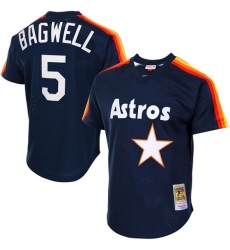 Men's Mitchell and Ness 1988 Houston Astros #5 Jeff Bagwell Authentic Navy Blue Throwback MLB Jersey