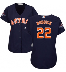 Women's Majestic Houston Astros #22 Josh Reddick Authentic Navy Blue Alternate 2017 World Series Champions Cool Base MLB Jersey