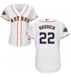 Women's Majestic Houston Astros #22 Josh Reddick Authentic White Home 2017 World Series Champions Cool Base MLB Jersey