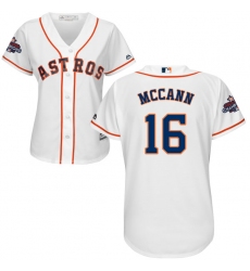 Women's Majestic Houston Astros #16 Brian McCann Authentic White Home 2017 World Series Champions Cool Base MLB Jersey