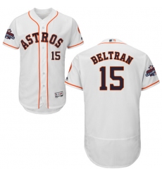 Men's Majestic Houston Astros #15 Carlos Beltran Authentic White Home 2017 World Series Champions Flex Base MLB Jersey