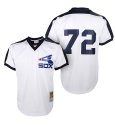 Men's Mitchell and Ness Chicago White Sox #72 Carlton Fisk Authentic White Throwback MLB Jersey