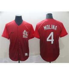 Men's St. Louis Cardinals #4 Yadier Molina Red Fade Stitched Baseball Jersey