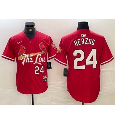 Men's St Louis Cardinals #24 Whitey Herzog Red 2024 City Connect Limited Stitched Baseball Jersey