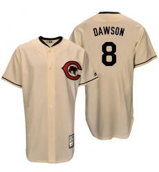 Men's Majestic Chicago Cubs #8 Andre Dawson Authentic Cream Cooperstown Throwback MLB Jersey