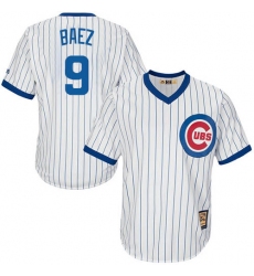 Men's Majestic Chicago Cubs #9 Javier Baez Authentic White Home Cooperstown MLB Jersey