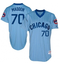 Men's Majestic Chicago Cubs #70 Joe Maddon Replica Blue Cooperstown Throwback MLB Jersey