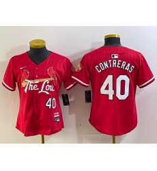 Women's St Louis Cardinals #40 Willson Contreras Red 2024 City Connect Limited Stitched Jersey