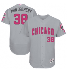 Men's Majestic Chicago Cubs #38 Mike Montgomery Grey Mother's Day Flexbase Authentic Collection MLB Jersey