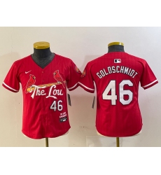 Youth St Louis Cardinals #46 Paul Goldschmidt Red 2024 City Connect Limited Stitched Baseball Jersey