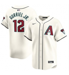 Men's Arizona Diamondbacks #12 Lourdes Gurriel Jr. 2023-24 Cream Cool Base Stitched Baseball Jersey