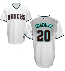 Men's Majestic Arizona Diamondbacks #20 Luis Gonzalez Authentic White/Capri Cool Base MLB Jersey