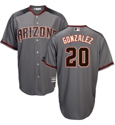 Men's Majestic Arizona Diamondbacks #20 Luis Gonzalez Replica Grey Road Cool Base MLB Jersey