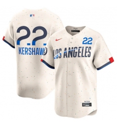 Men's Brooklyn Dodgers #22 Clayton Kershaw Cream 2024 City Connect Limited Stitched Baseball Jersey