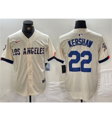 Men's Los Angeles Dodgers #22 Clayton Kershaw Cream Stitched Baseball Jersey