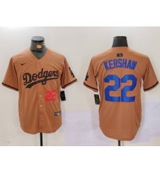 Men's Los Angeles Dodgers #22 Clayton Kershaw Number Olive Cool Base Limited Stitched Jersey