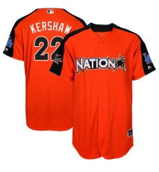 Men's Majestic Los Angeles Dodgers #22 Clayton Kershaw Replica Orange National League 2017 MLB All-Star MLB Jersey