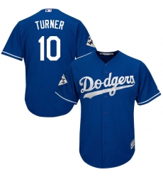 Youth Majestic Los Angeles Dodgers #10 Justin Turner Authentic Royal Blue Alternate 2017 World Series Bound Cool Base MLB Jersey