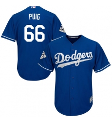 Youth Majestic Los Angeles Dodgers #66 Yasiel Puig Replica Royal Blue Alternate 2017 World Series Bound Cool Base MLB Jersey