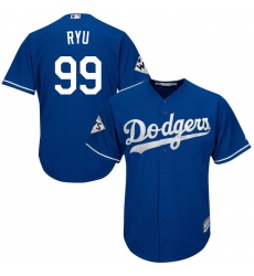 Youth Majestic Los Angeles Dodgers #99 Hyun-Jin Ryu Authentic Royal Blue Alternate 2017 World Series Bound Cool Base MLB Jersey