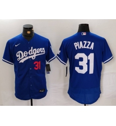 Men's Los Angeles Dodgers #31 Mike Piazza Number Blue Flex Base Stitched Baseball Jersey