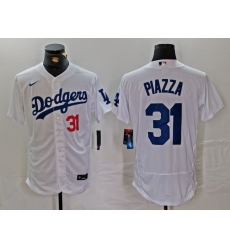 Men's Los Angeles Dodgers #31 Mike Piazza Number White Flex Base Stitched Jersey